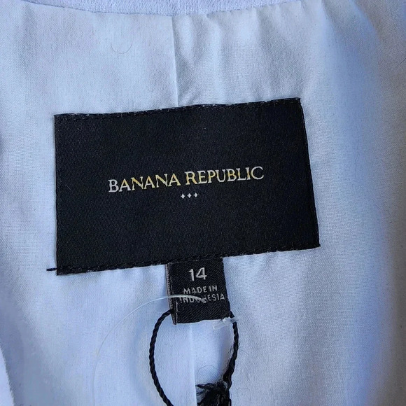 Banana Republic Blazer Womens  White Linen Blend Lightweight Butron Jacket Sz 14 - Picture 8 of 12